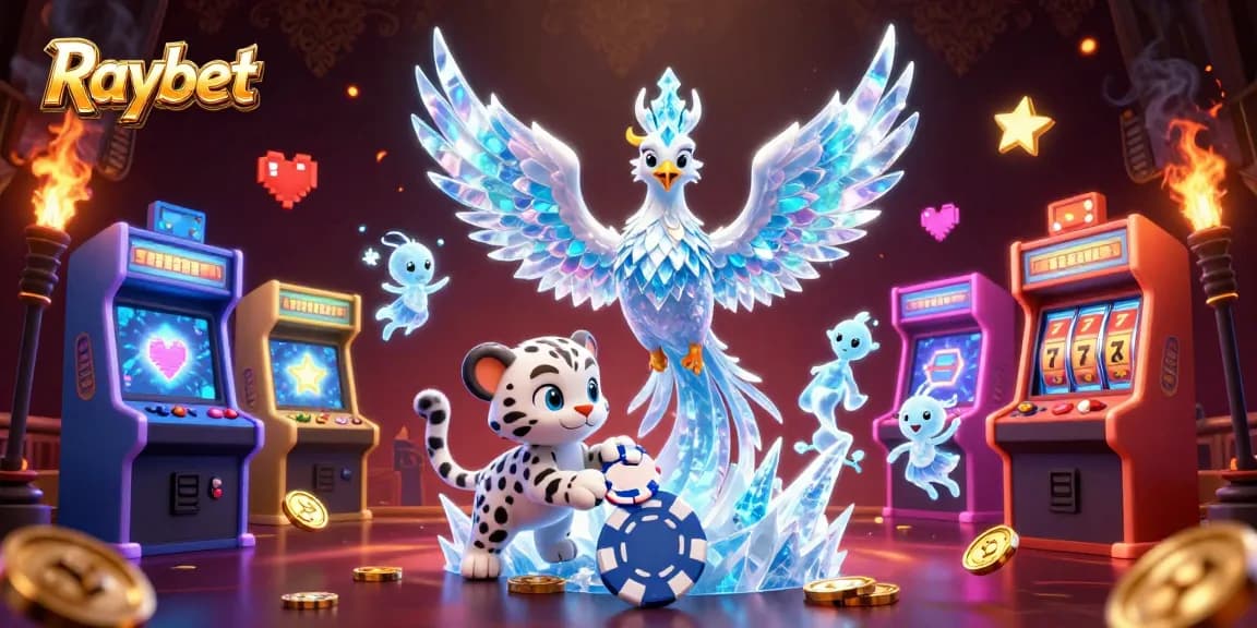 Experience the thrill of Raybet with vibrant 3D casino gaming elements and animated characters.