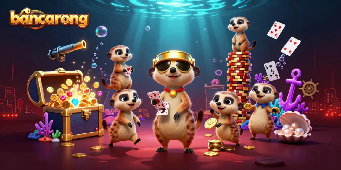 Bancarong features meerkats managing a casino with vibrant underwater elements and gleaming treasures.