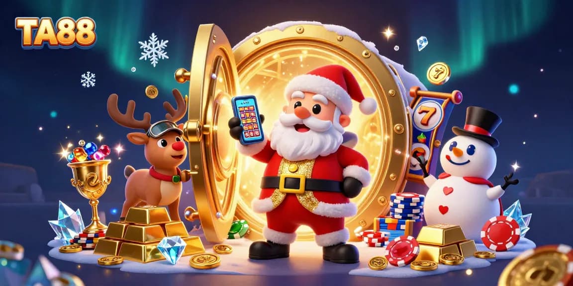 Engage with TA88's vibrant casino scene featuring festive elements and jackpot excitement.