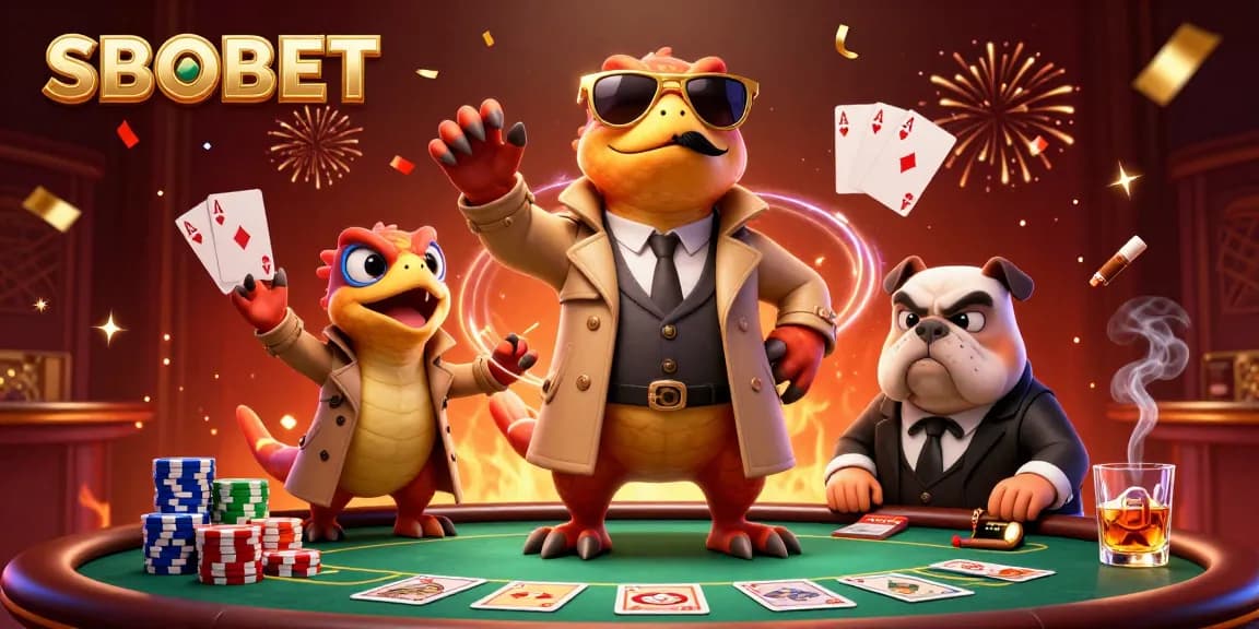 SBOBET offers thrilling poker action as three raptors disguise themselves to enter a VIP casino.