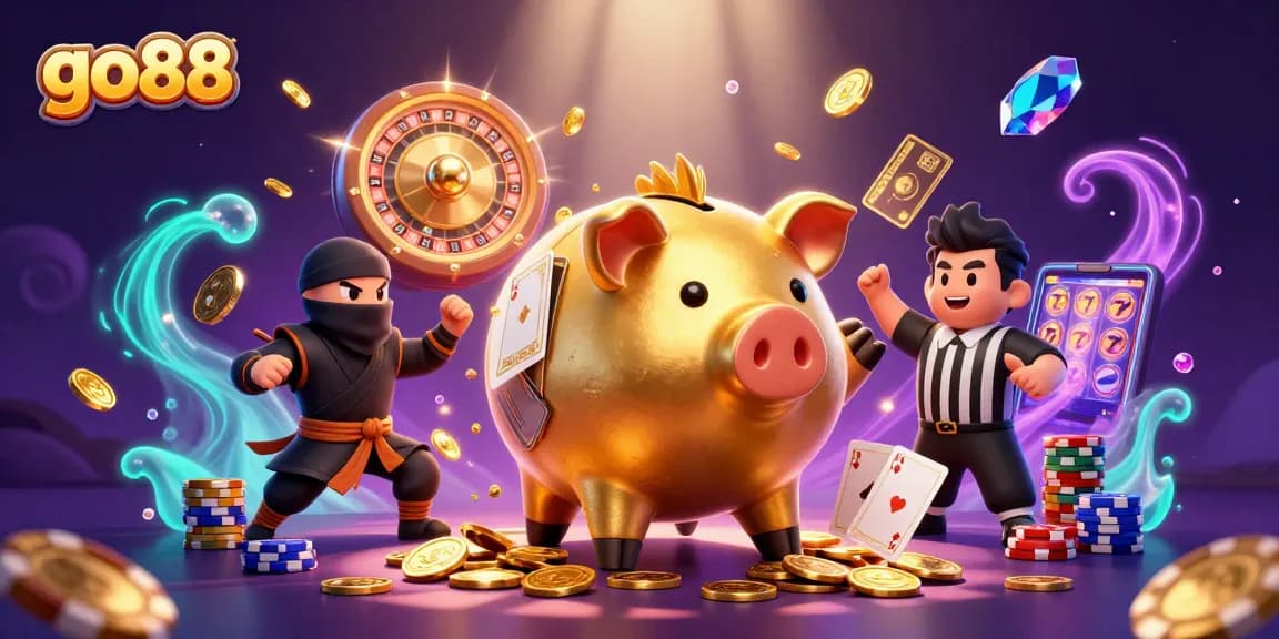 Experience the thrill of go88 with our vibrant 3D casino illustration featuring epic characters and gaming elements.