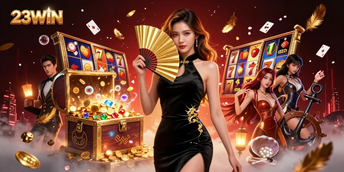 Engage with 23WIN's thrilling slots experience, featuring colorful reels and captivating casino ambiance.