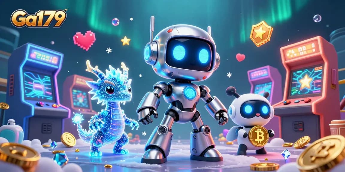 Engage with Ga179's thrilling gaming experience featuring a cyberpunk mascot, AI dragon, and bitcoin drone.