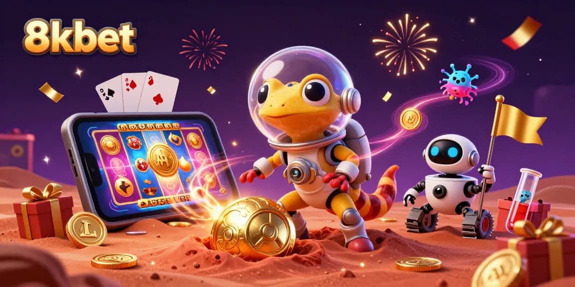 8xbet brings excitement as Martian gecko discovers an extravagant casino, showcasing thrilling games and golden rewards.