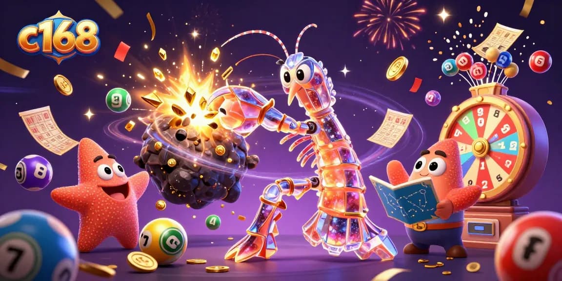 c168 engaging players in a vibrant casino world with golden gems and colorful lottery balls