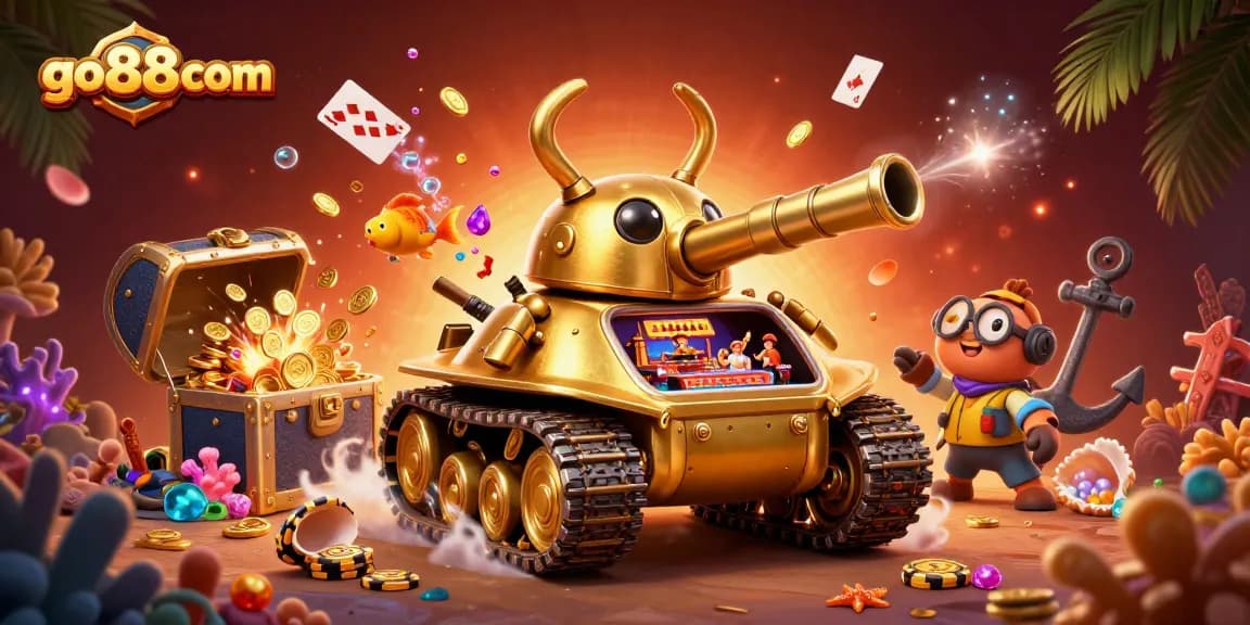 Experience the excitement of go88com with this dynamic 3D illustration of an engaging casino scene.