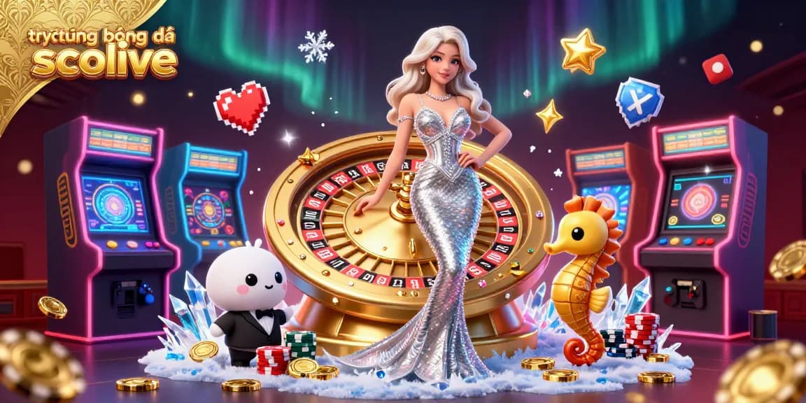Experience trực tiếp bóng đá socolive with a vibrant 3D casino scene showcasing a glamorous mermaid and roulette wheel.