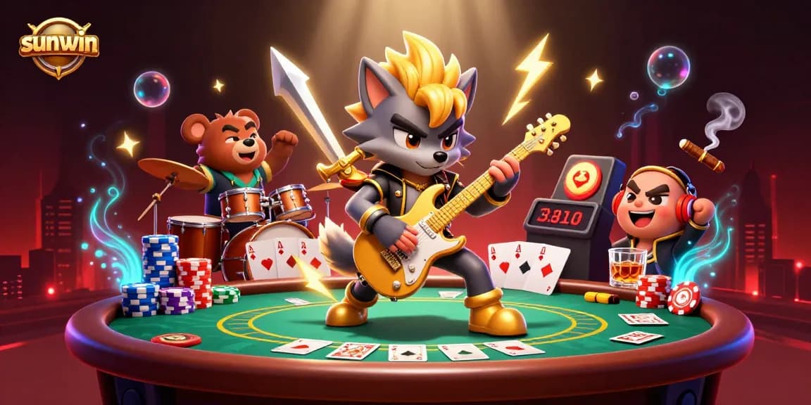 Hit the jackpot with sunwin at a vibrant casino scene featuring 3D animated characters.