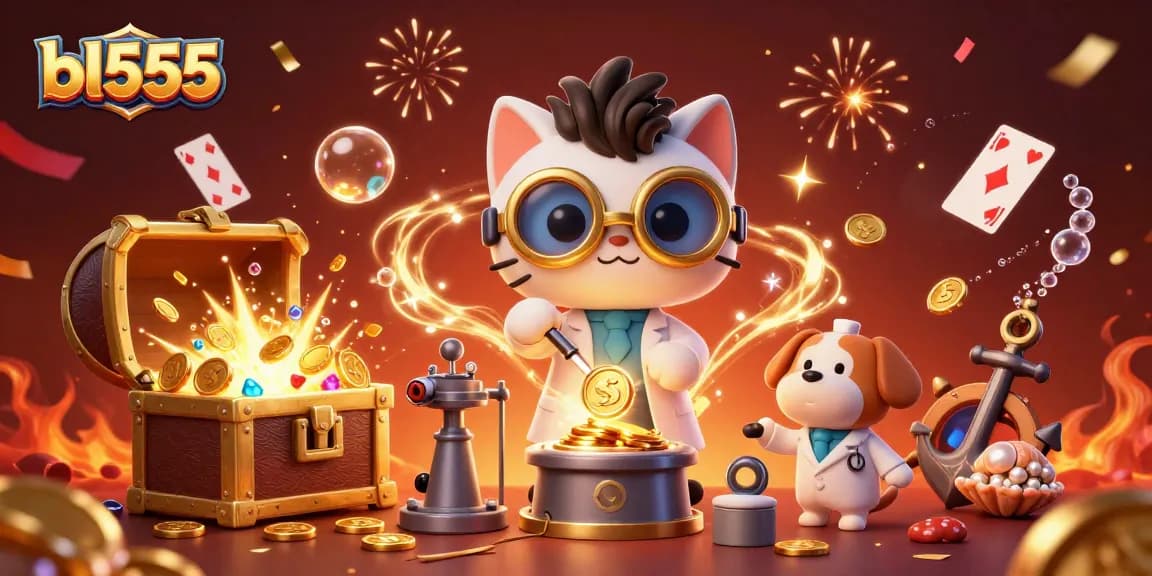 Experience the thrill at bl555 with energetic casino elements and vivid gold coin explosions.