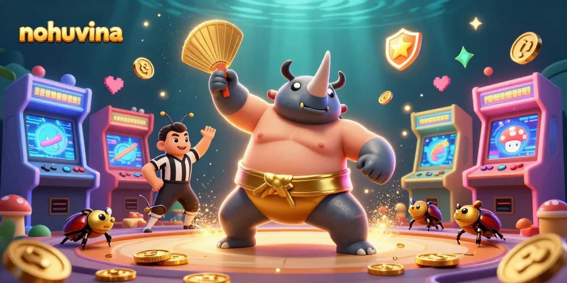 Experience nohuvina excitement with dynamic casino-themed 3D illustration featuring beetle characters.