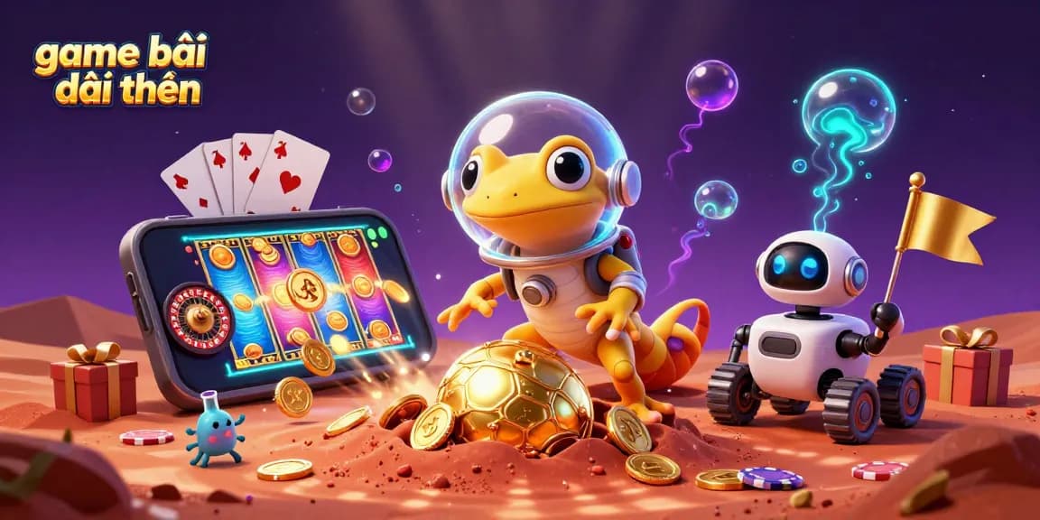 Winning big with game bài đổi thưởng as alien characters discover a hidden casino treasure.