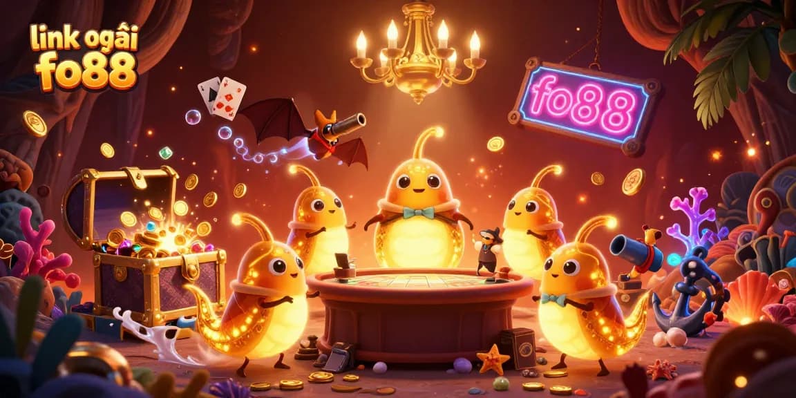 Light up your gaming adventure at link vào fo88 with the glowy glowworms in a vibrant casino scene.