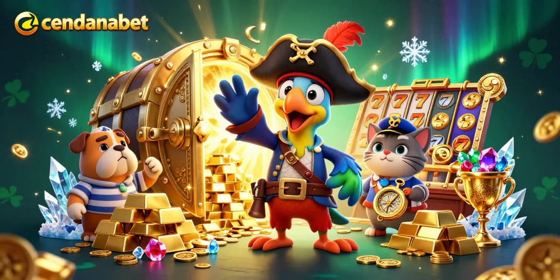 Cendanabet invites players to spin slot reels and win with a vibrant, immersive gaming scene filled with treasures.