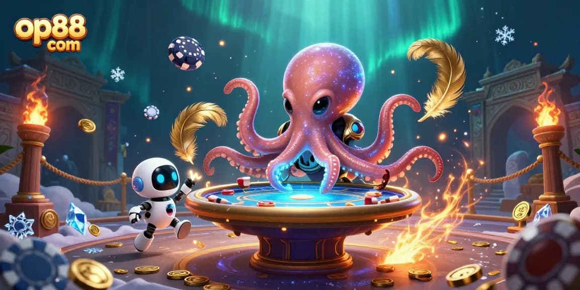 Experience exciting poker action with op88 com's vibrant alien characters in an engaging casino scene.