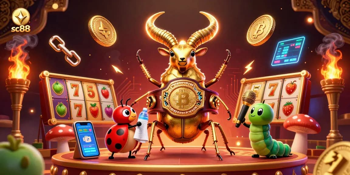 Experience the thrill of gambling with sc88's vibrant casino action featuring slot reels and golden champions.