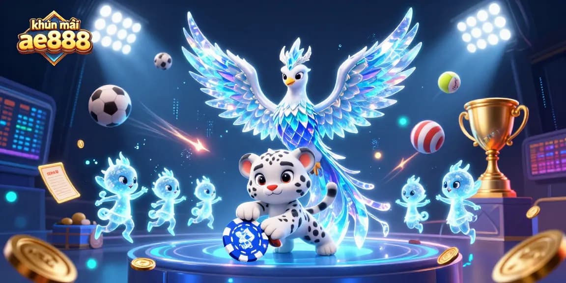 Engage in thrilling khuyến mãi ae888 with a captivating 3D casino scene filled with colorful elements.