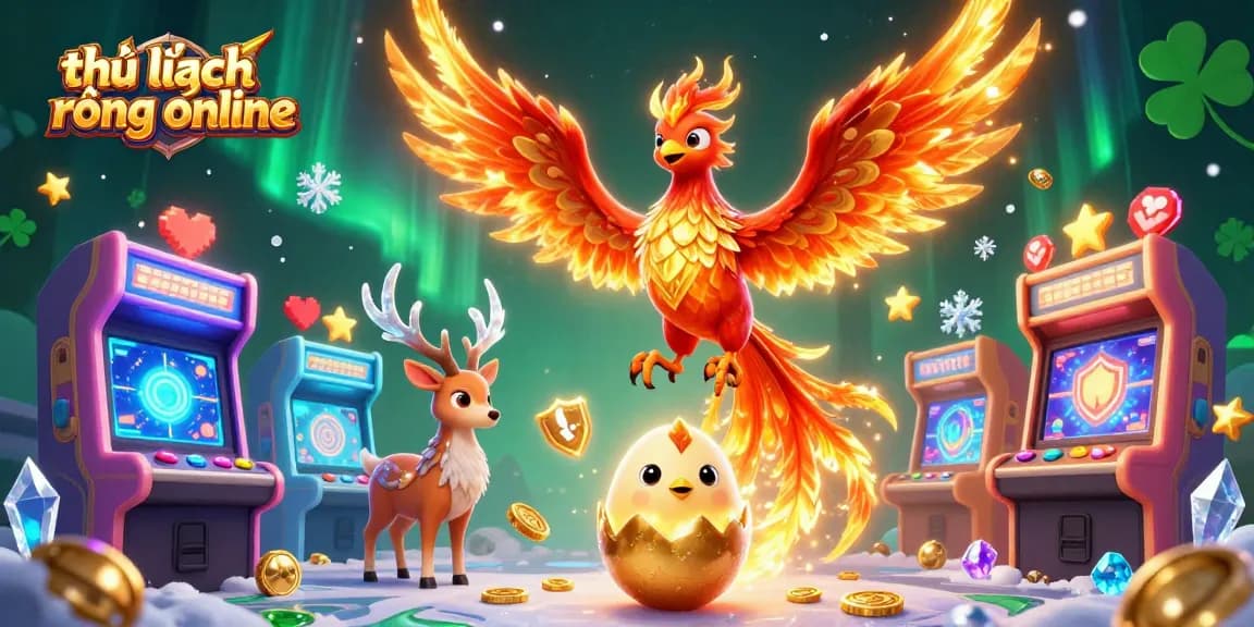 Engage with the thrilling world of thủ lĩnh rồng online featuring a soaring phoenix, vibrant game elements, and stunning casino detail.