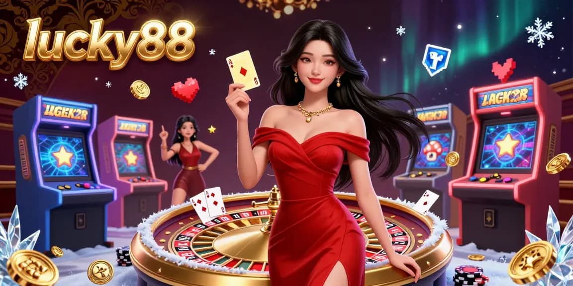 Experience the thrill of lucky88 with a glamorous casino scene featuring vibrant gaming elements.