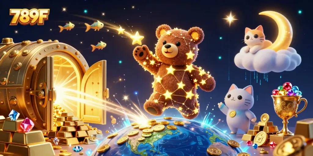 Immerse in the vibrant world of 789F as you scoop treasure with constellation bear friends.