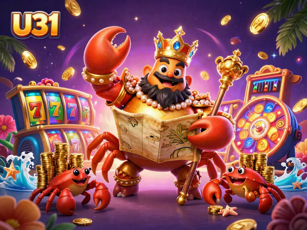 Play and win big at U31 with our vibrant casino-themed illustration showcasing dynamic gaming elements.