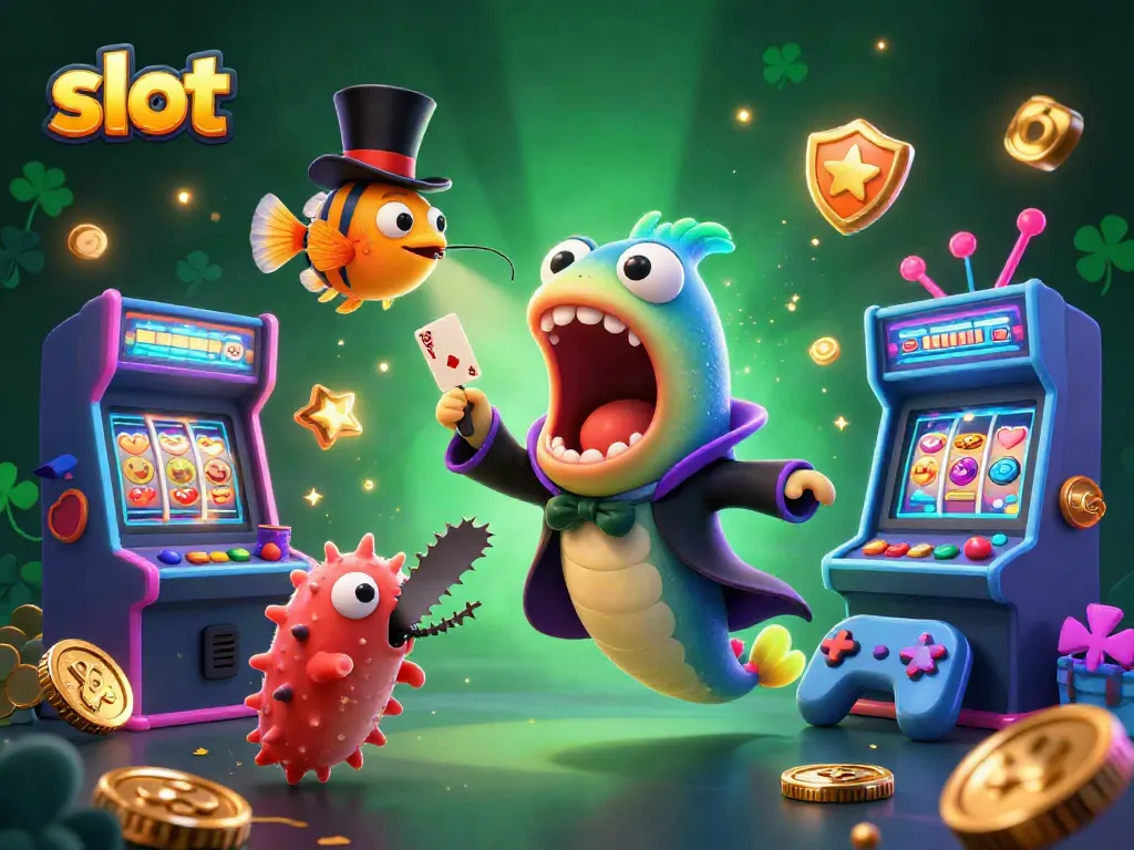 Experience thrilling slot action in this vibrant, detailed casino scene featuring playful sea creatures.