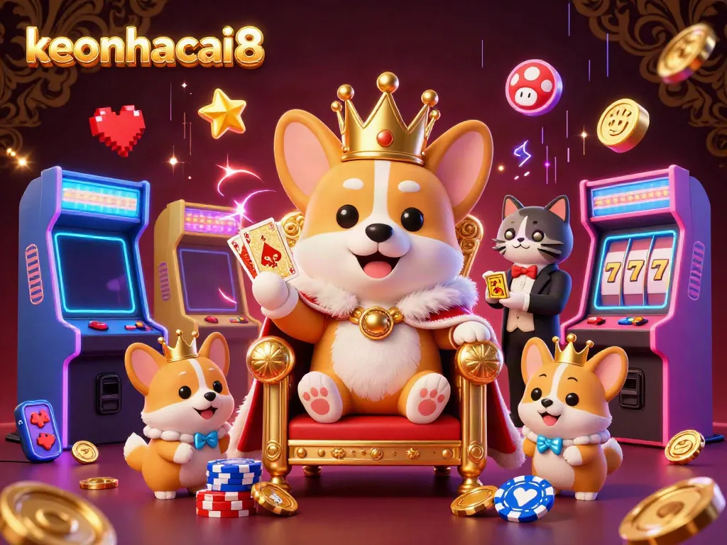Engage with exciting casino games at keonhacai8 while immersing in a vibrant 3D illustration.
