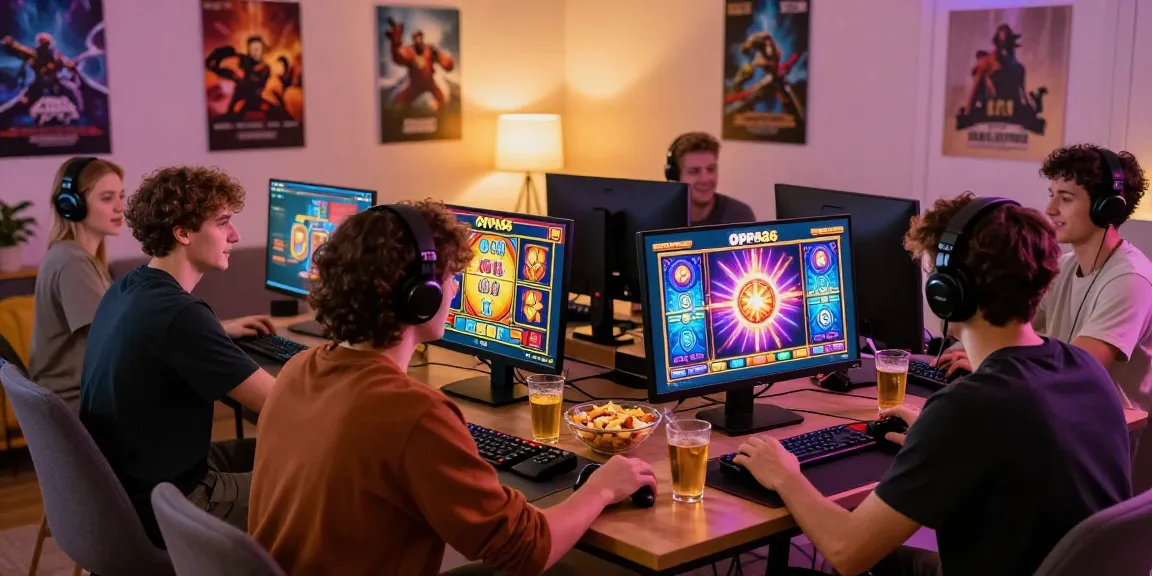 Exciting OPPA86 link online gaming scene with friends enjoying premium slot games in a cozy setting.