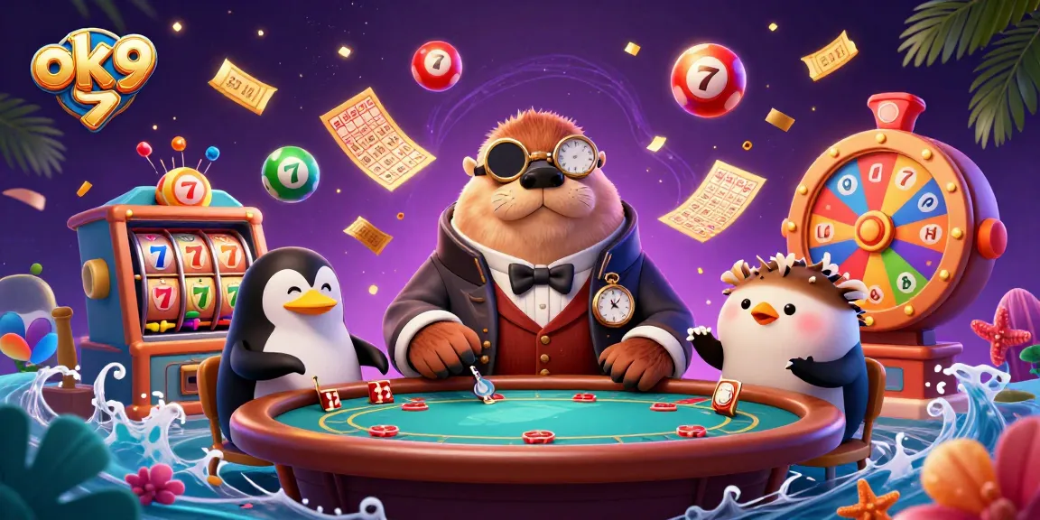 Experience exciting gameplay with ok 9 at a dynamic underwater casino table featuring characters and vibrant elements.