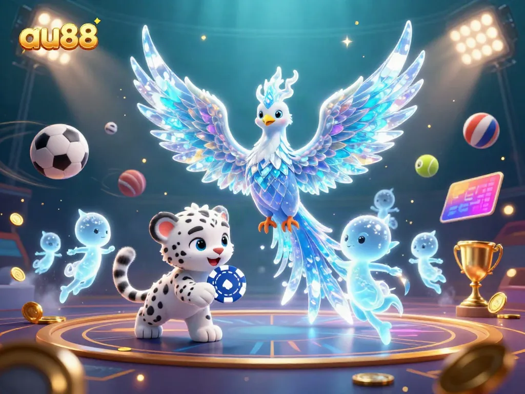 Place bets and enjoy casino action with au88 in this vibrant 3D illustration of gaming excitement.