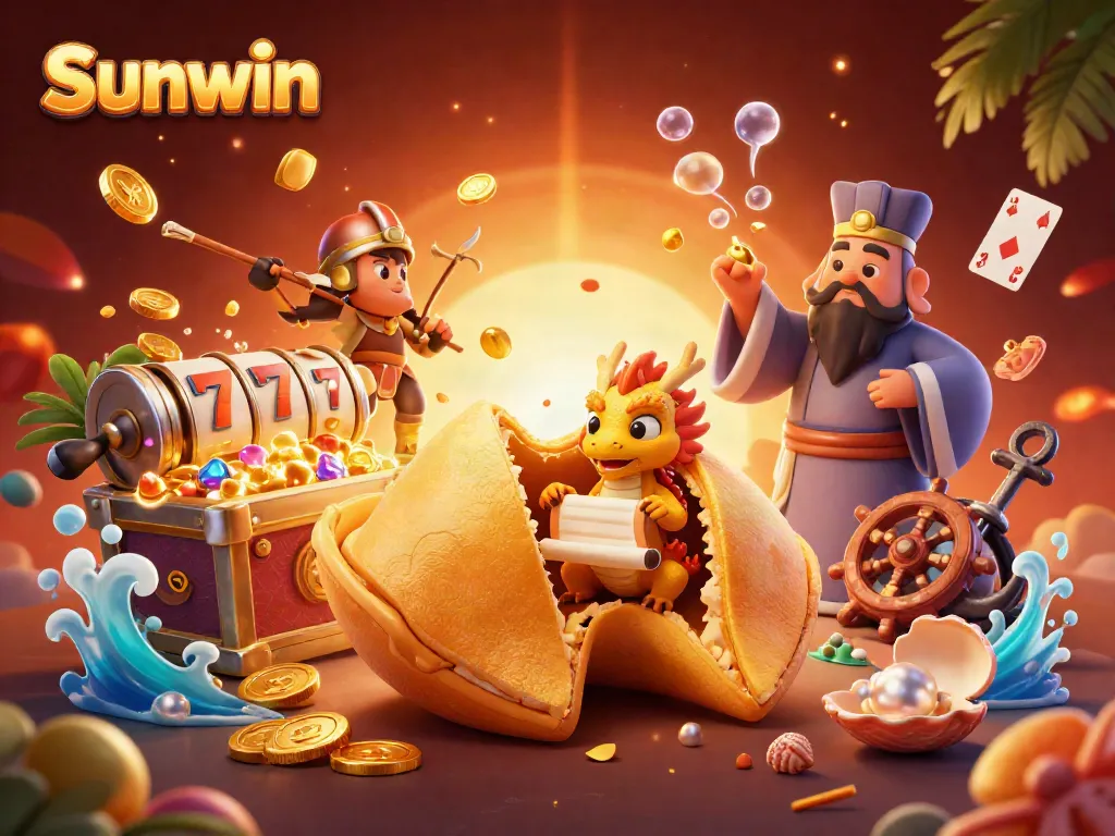 Join the excitement at Sunwin as the wise dragon reveals fortunes amid a lively casino scene.