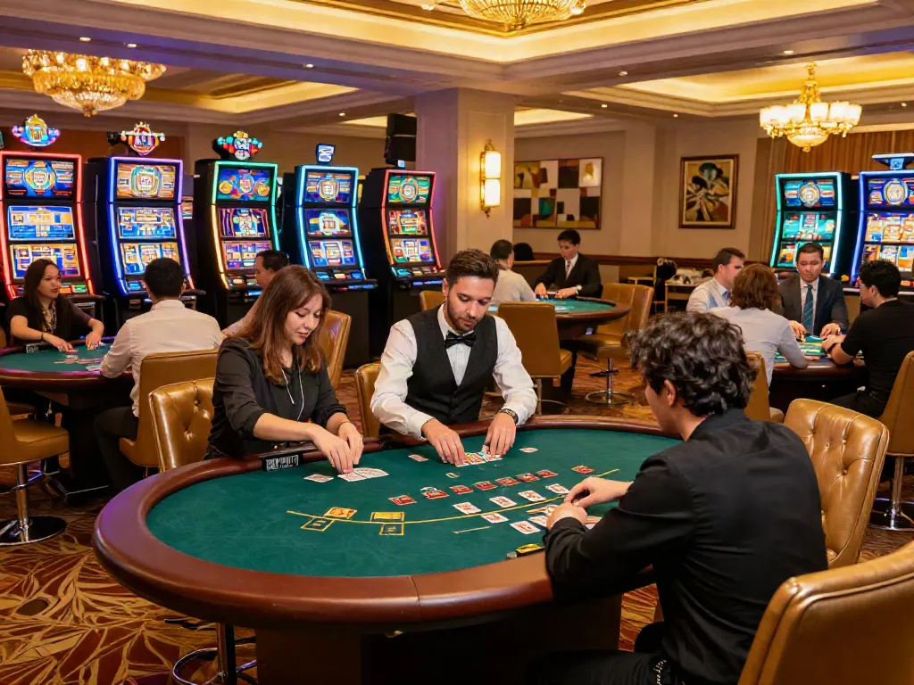 Engaged players at casinos that accept credit cards enjoying card games in an elegant gaming environment.