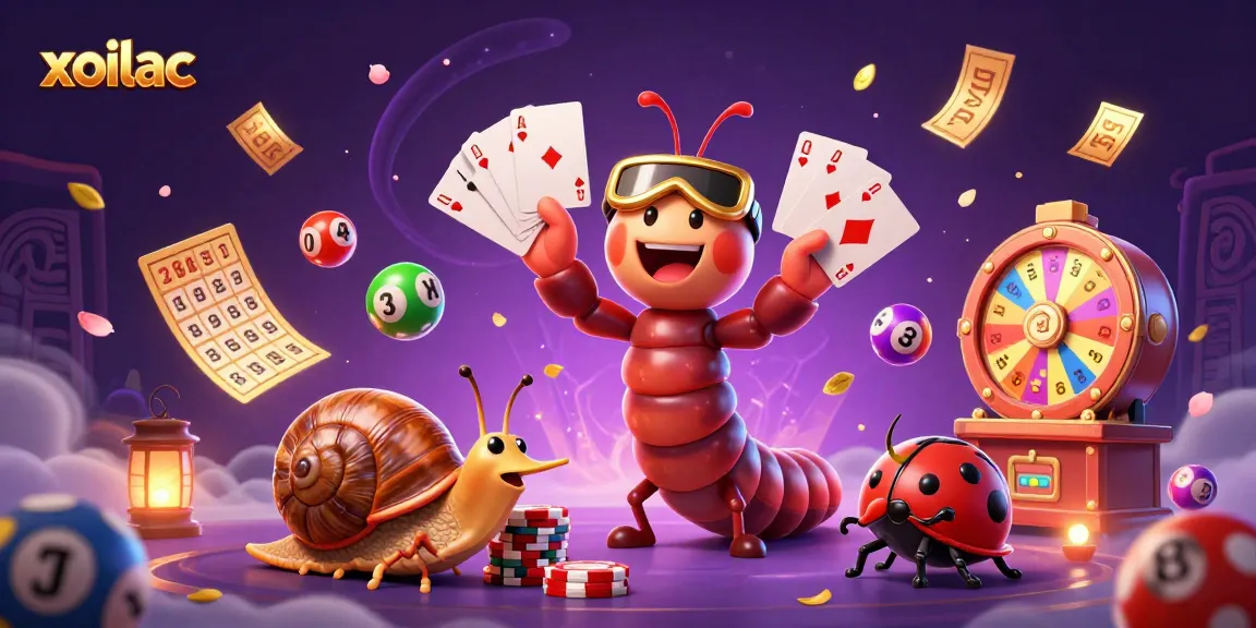 Experience the excitement of xoilac with dynamic lottery games and engaging characters in a vivid 3D casino illustration.