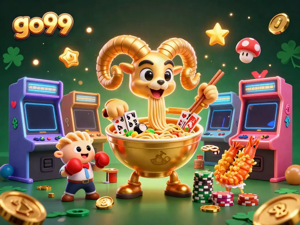 Experience the excitement of go99 with a vibrant casino illustration featuring interactive characters and game elements.