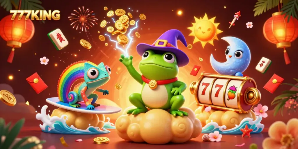 Experience the excitement of 777KING with magical illustrations of casino adventures.