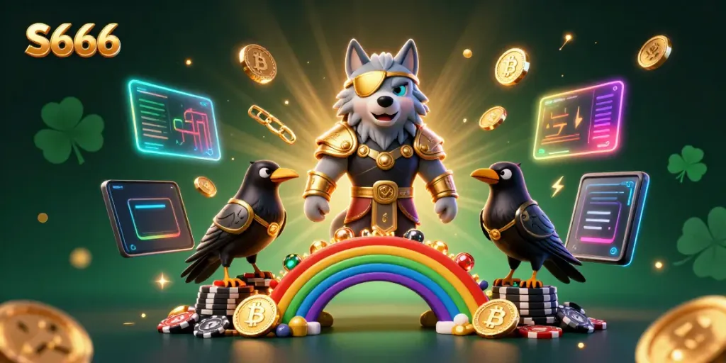 S666 players spinning slots and betting on a vibrant neon casino scene, showcasing excitement and winning opportunities