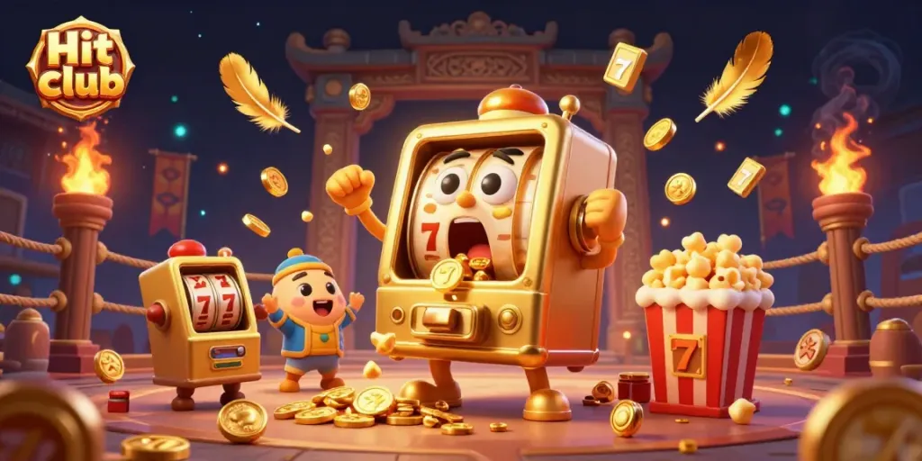 Hit club slot machine celebrates as coins pour out, showcasing the jackpot experience.