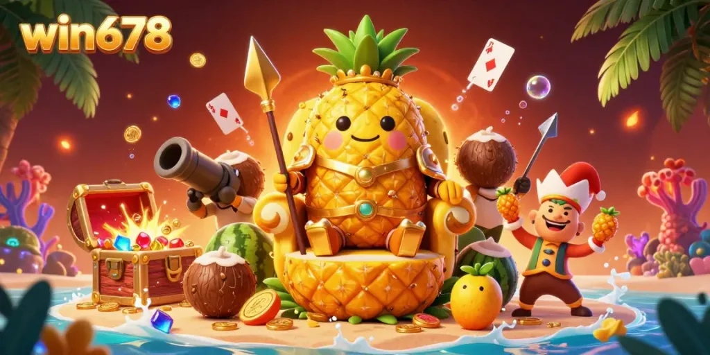 Experience the exciting world of win678 with vibrant characters and dynamic casino elements bursting with energy.