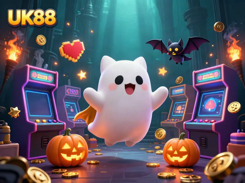 Catch thrilling wins with UK88 in a vibrant haunted casino scene.