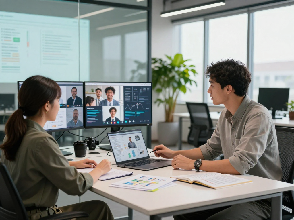 Seamless collaboration in a modern workspace featuring innovative technologies and data visualizations with net88.