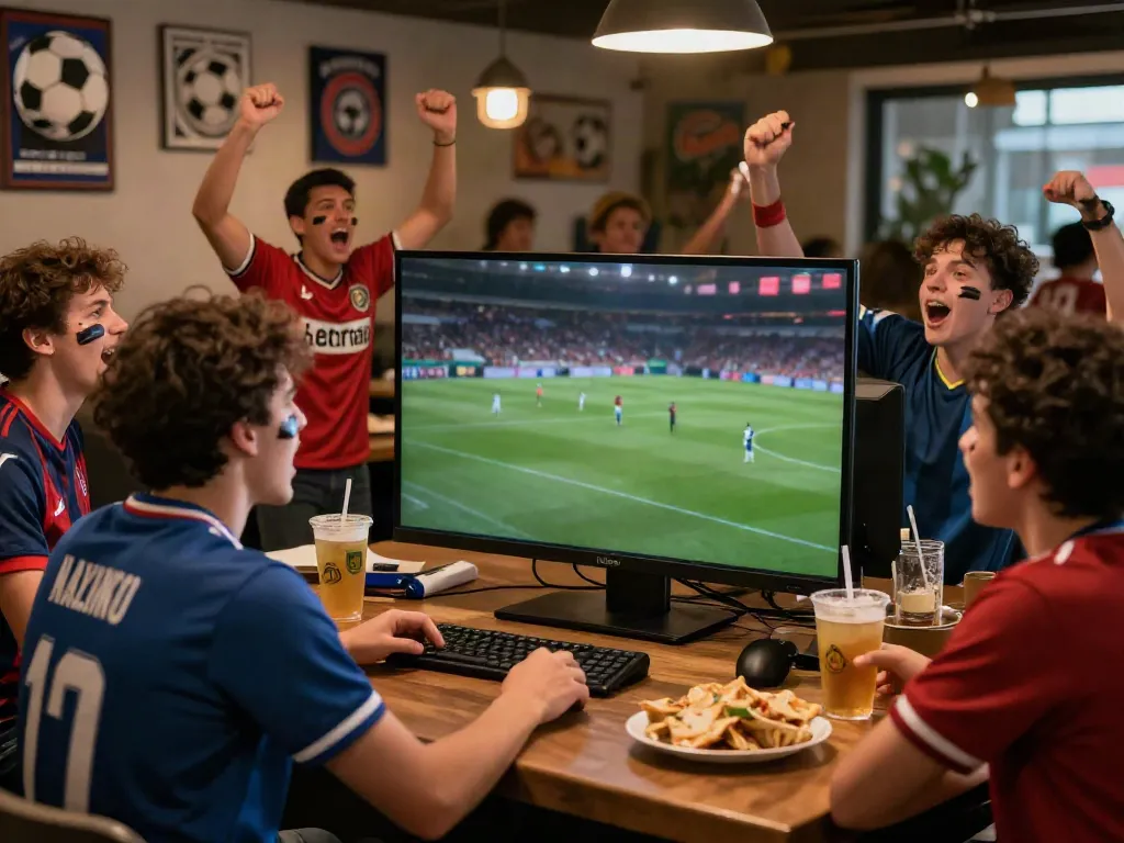 Fans enjoying Gavangtv's live football broadcast in an exciting atmosphere.