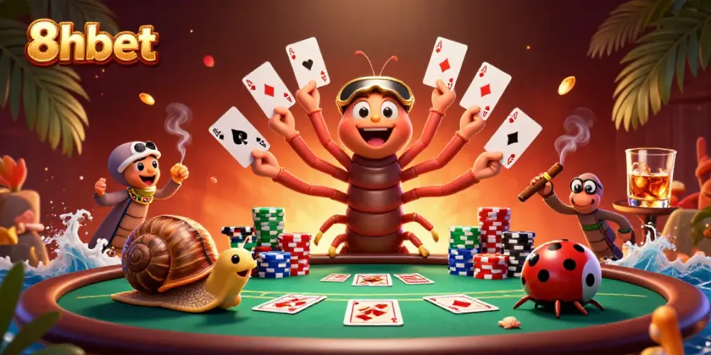 Experience thrilling poker action with 8xbet's vibrant dealer scene, showcasing exciting gameplay.