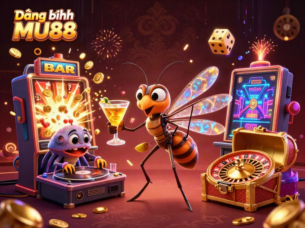 Experience the thrill of Đăng ký MU88 with vibrant casino characters and game elements.