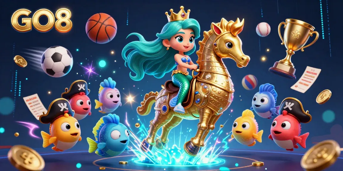 Experience the excitement of GO8 with a vibrant, dynamic sports betting-themed illustration showcasing immersive gambling action.