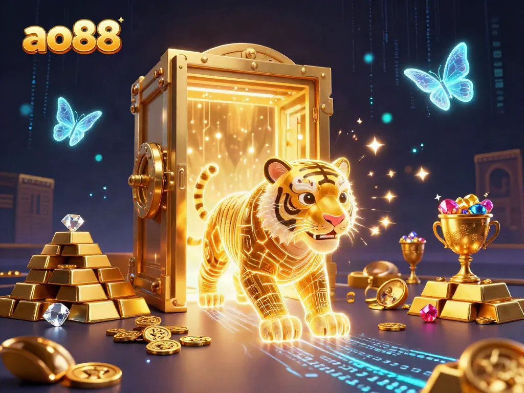 Play thrilling games at ao88 with neon-tiger energy in a vibrant casino atmosphere.