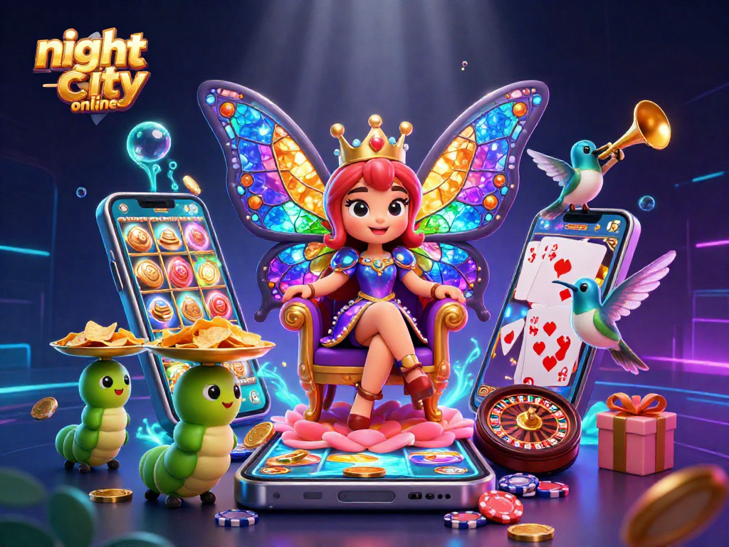 Engage in thrilling gameplay in night city online with colorful slot games and vibrant characters.