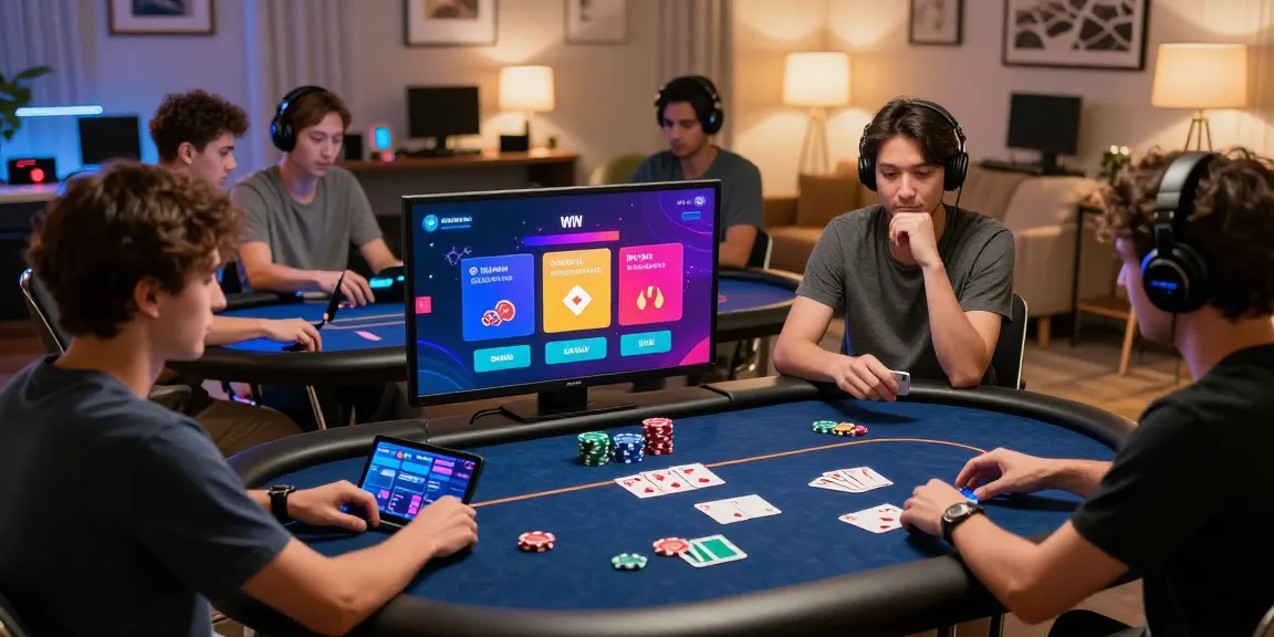 Dewapoker online poker players engaged in exciting gaming session with virtual tables and vibrant graphics.