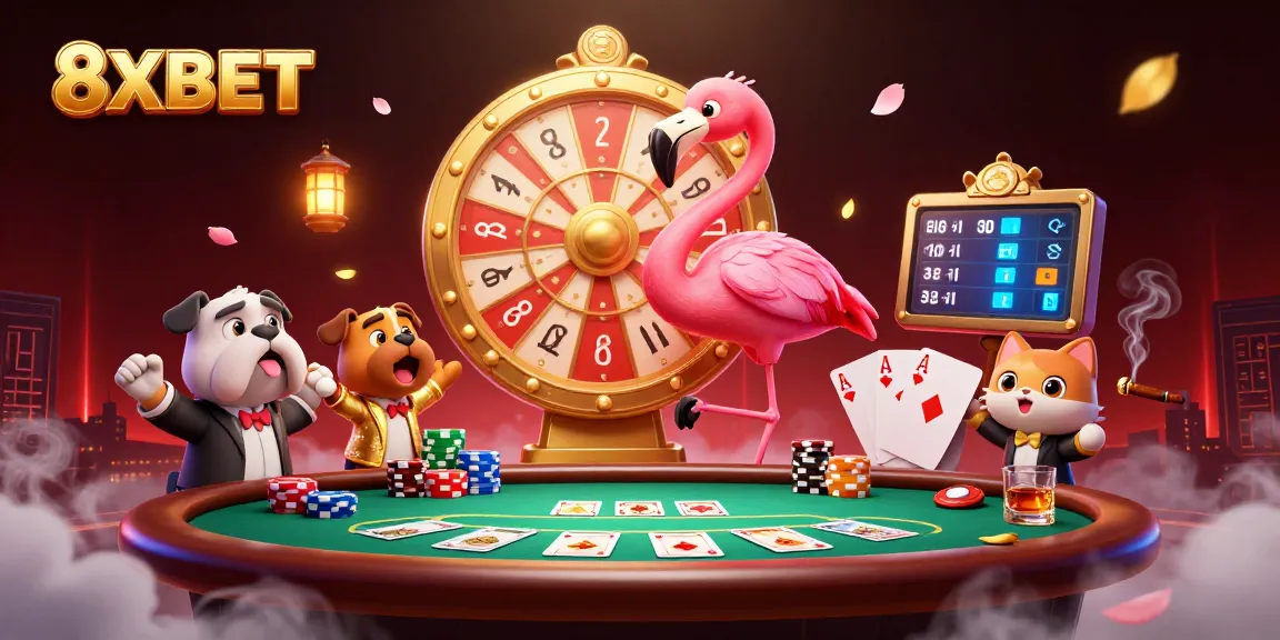 8XBET offers an exciting casino experience with vibrant characters and dynamic gameplay, showcasing thrilling prizes.