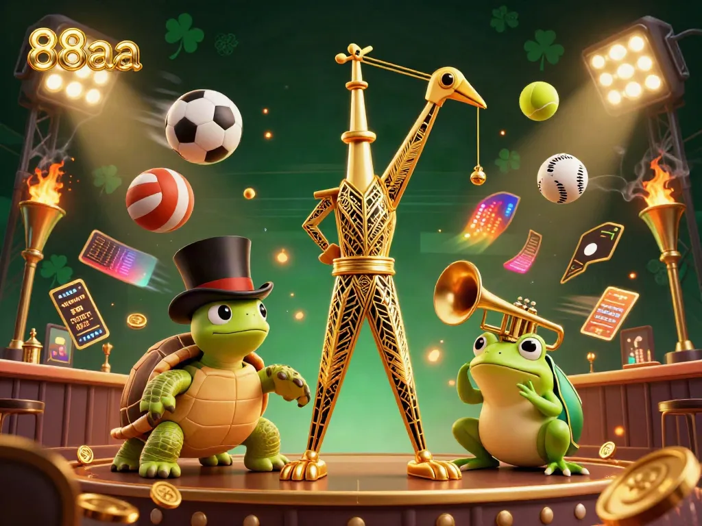 Engage with the vibrant world of 88aa, featuring lively characters and casino elements in a dynamic setting.