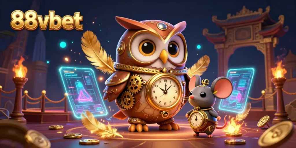 Engage with thrilling gaming experiences at 88vbet featuring an animated owl and rich casino elements.