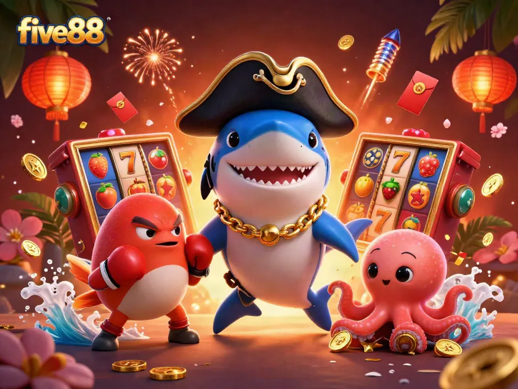 Experience exciting gameplay at five88 with a pirate theme featuring engaging characters and vibrant casino elements.
